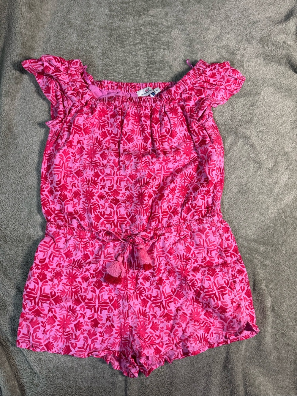 Vineyard Vines Pink Floral Off-Shoulder Romper